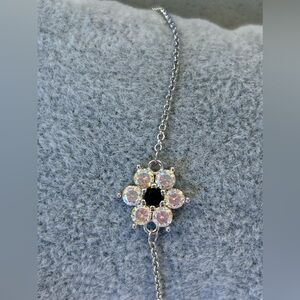 Dainty Flower pendant on Sterling Bracelet